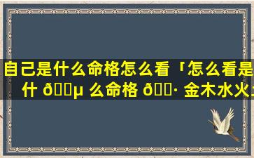 自己是什么命格怎么看「怎么看是什 🌵 么命格 🌷 金木水火土」